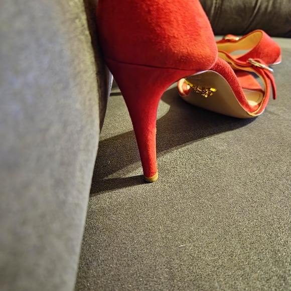 PRADA Red Suede Ankle Strap Sandals Sz 36.5 (6) - Picture 14 of 16